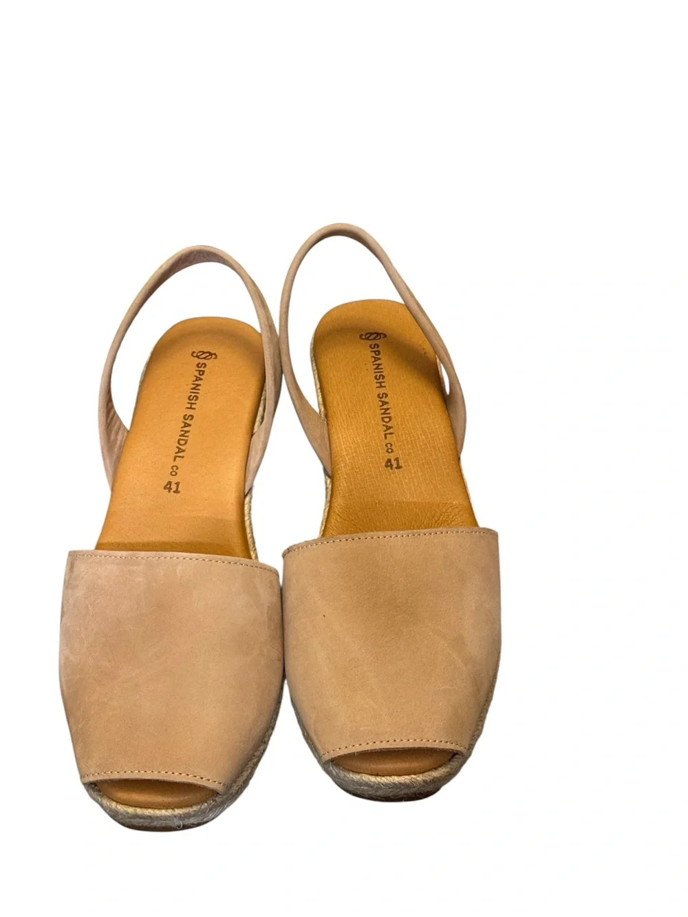 Spanish Sandal Company leather Espadrille Slingback Wedge, sz 41 (9.5-10)